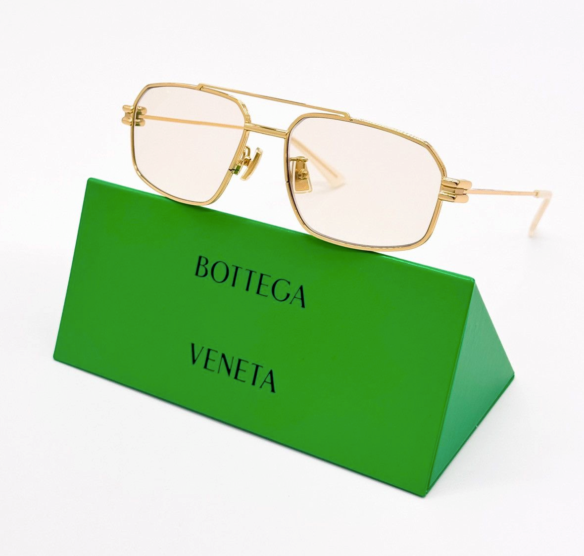 BOTTEGA VENETA BV1128S GOLD AVIATOR SUNGLASSES