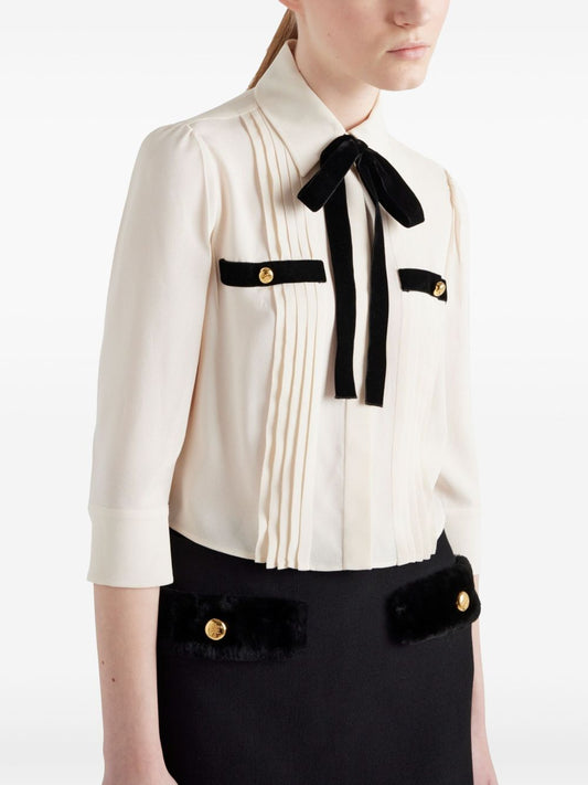 Prada pleated sablé blouse