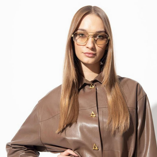 BOTTEGA VENETA BV1128S GOLD AVIATOR SUNGLASSES