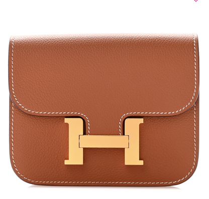 Hermes  Evercolor Constance Slim Wallet Gold